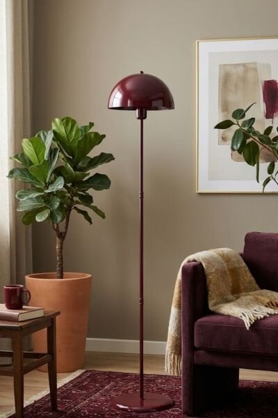 Erma Vişne Çürüğü Bordo Yer Lambası Pinterest Model Bohem Retro Köşe Renkli Lambader