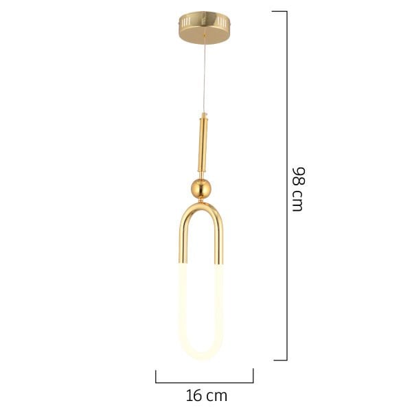 Thisted Tekli Gold Ledli 13 Watt Modern Koridor, Yatak Odası Salon Sarkıt Led Avize