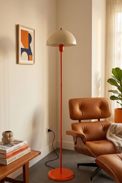 Erma Krem Başlıklı Turuncu Yer Lambası Pinterest Model Bohem Retro Köşe Renkli Lambader