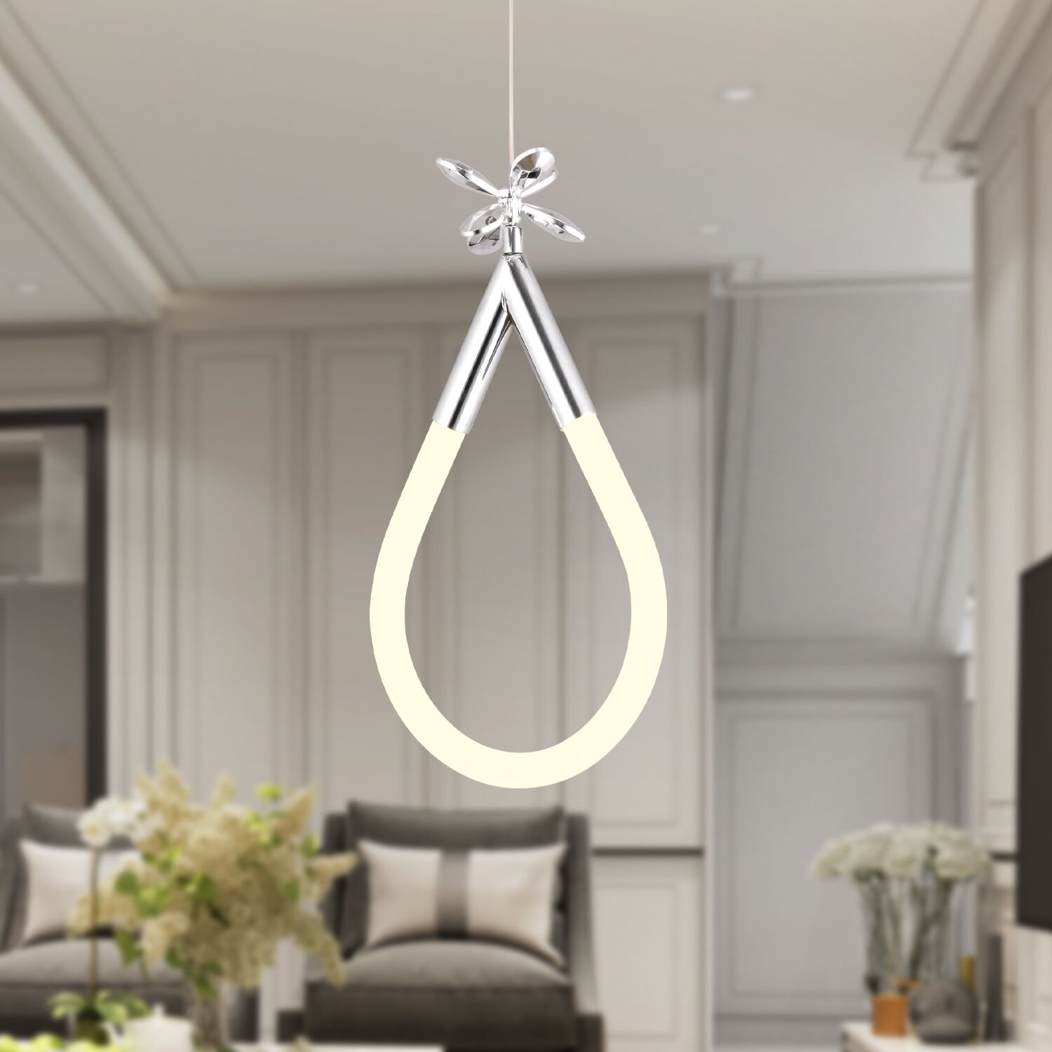 Vojens Tekli Krom Ledli 11 Watt Kelebek Detaylı Modern Koridor, Yatak Odası Salon Sarkıt Led Avize