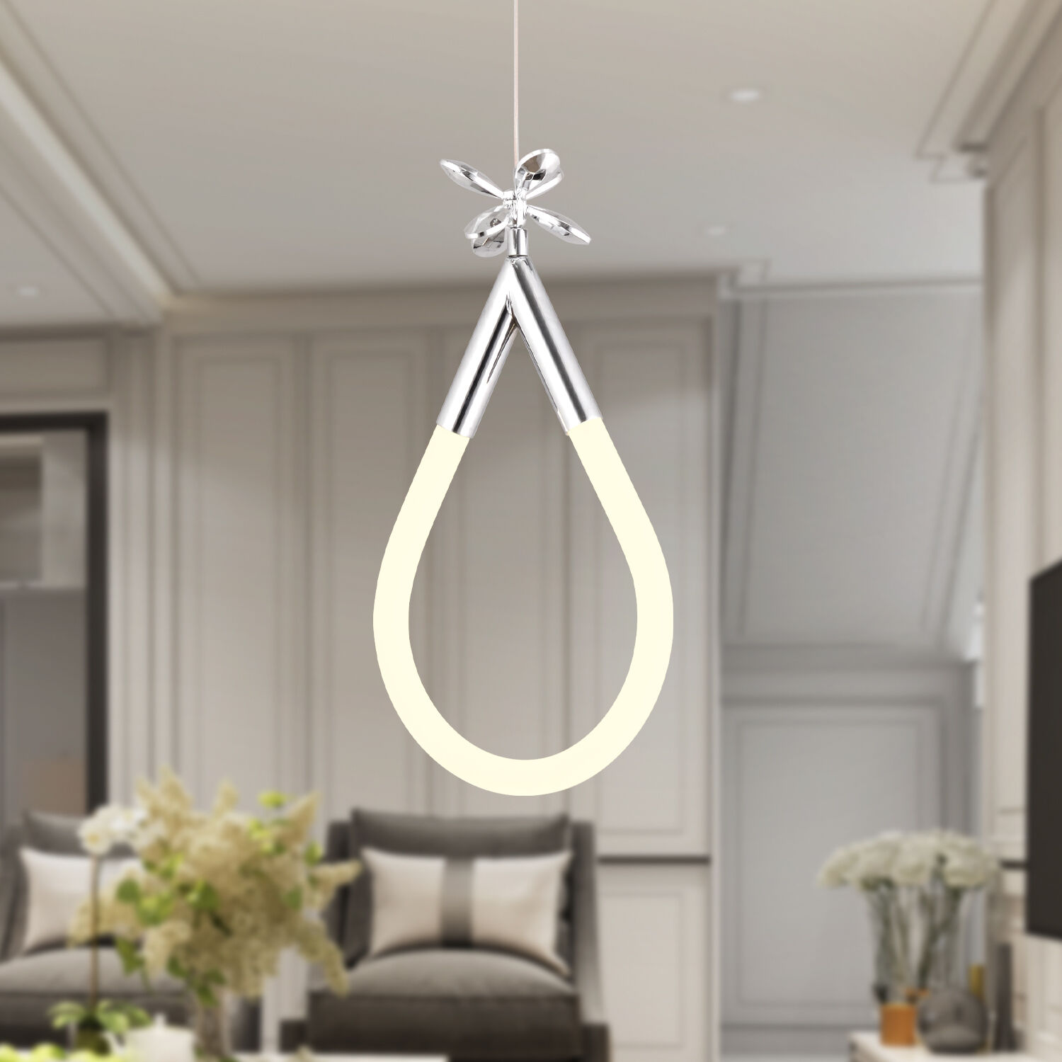 Vojens Tekli Krom Ledli 11 Watt Kelebek Detaylı Modern Koridor, Yatak Odası Salon Sarkıt Led Avize