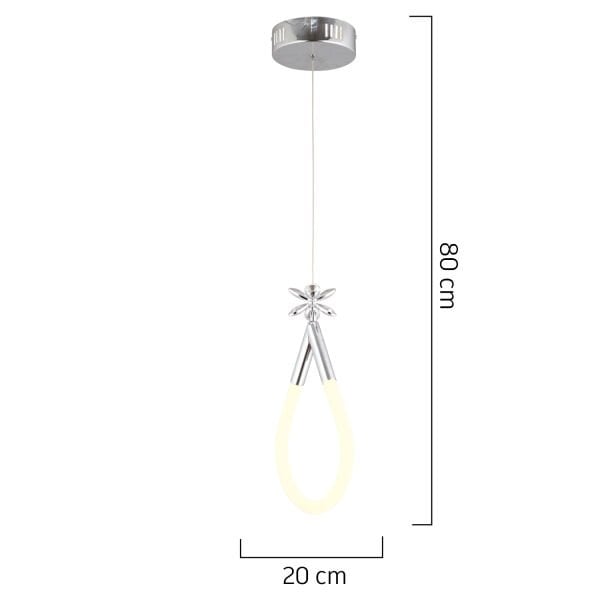 Vojens Tekli Krom Ledli 11 Watt Kelebek Detaylı Modern Koridor, Yatak Odası Salon Sarkıt Led Avize