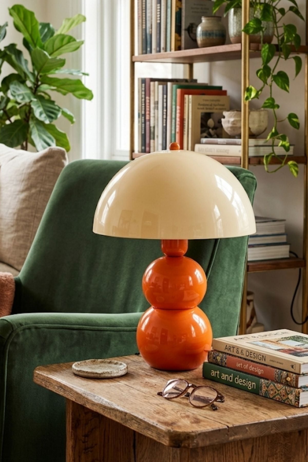 Bob Krem Başlıklı Turuncu Masa Lambası Pinterest Model Bohem Retro Renkli Abajur