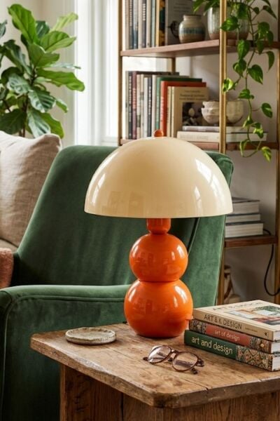 Bob Krem Başlıklı Turuncu Masa Lambası Pinterest Model Bohem Retro Renkli Abajur