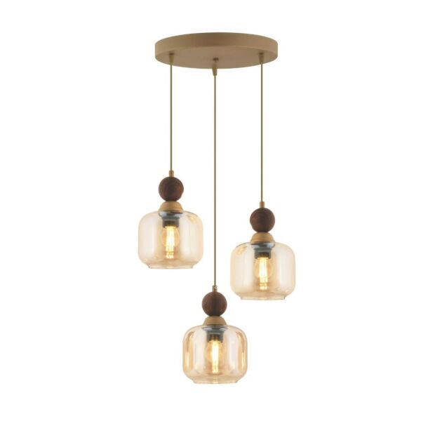 Dawson 3'Lü Yuvarlak Eskitme Bohem Modern Sarkıt Salon Avize