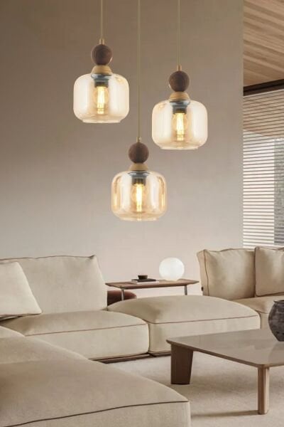 Dawson 3'Lü Yuvarlak Eskitme Bohem Modern Sarkıt Salon Avize