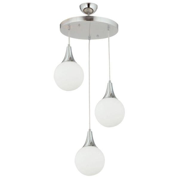 Damla 3 Lü Yuvarlak Krom -Led Ampul  Dahil Modern Koridor Mutfak Salon Sarkıt Avize