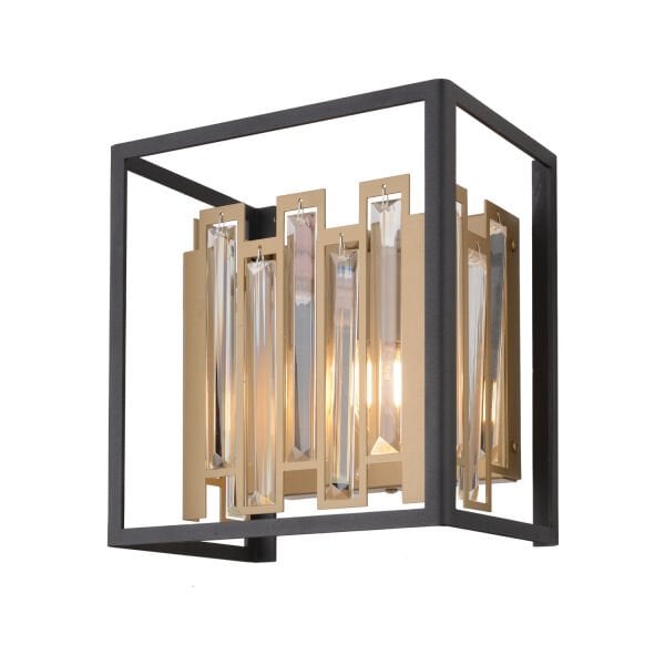 Adran Siyah Eskitme Kristal Taşlı Duvar Lambası Yatak Odası-Yatak Başı-Salon için Aplik