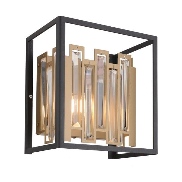 Adran Siyah Eskitme Kristal Taşlı Duvar Lambası Yatak Odası-Yatak Başı-Salon için Aplik