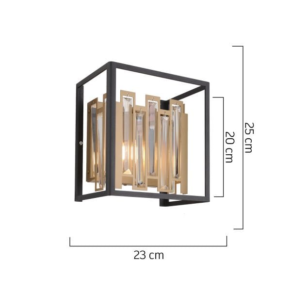 Adran Siyah Eskitme Kristal Taşlı Duvar Lambası Yatak Odası-Yatak Başı-Salon için Aplik