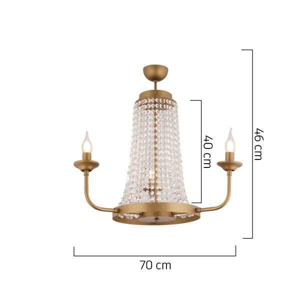 Carnation 3'lü Eskitme Kristalli Taşlı Modern Tasarım Kristal Salon Avize