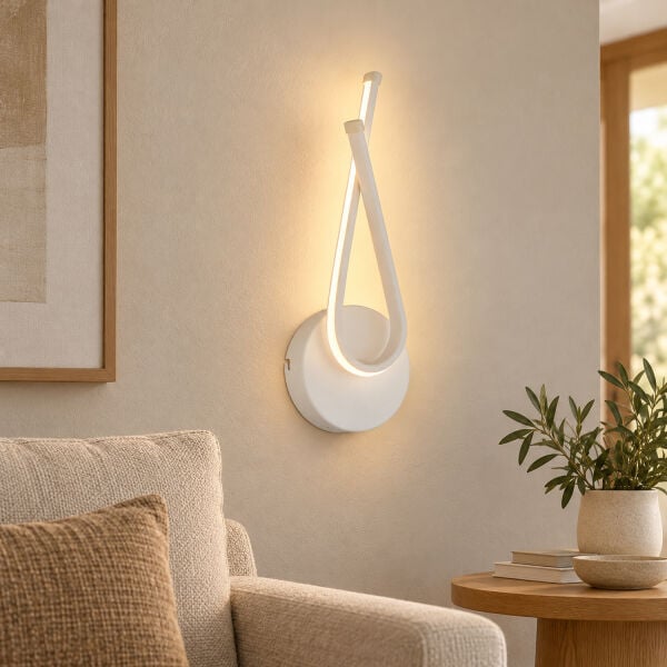 Pedra Beyaz 20 Watt Duvar Lambası Modern Tasarım Salon Led Aplik