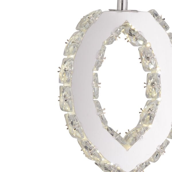 Wicker  40 Watt Tekli Krom Ledli 3 Renkli Sarkıt Kristalli Taşlı Modern Tasarım Led Kristal Salon Avize