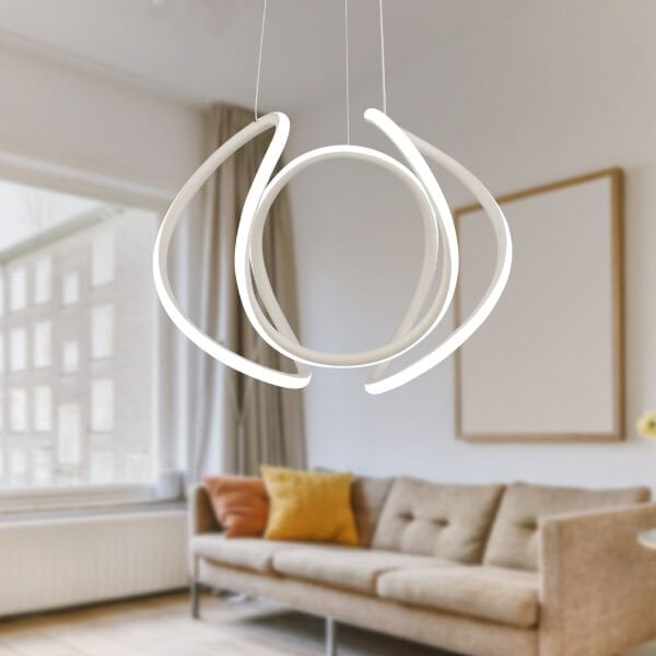 Pietra Beyaz Sarkıt 56 Watt Sarkıt 3 Renkli Ledli Modern Mutfak Banyo Led Salon Sarkıt Avize