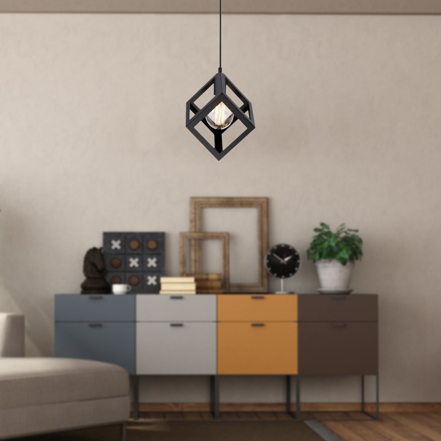 Cup Tekli Sarkıt Siyah -Led Ampul  Dahil Modern Koridor Mutfak Salon Sarkıt Avize