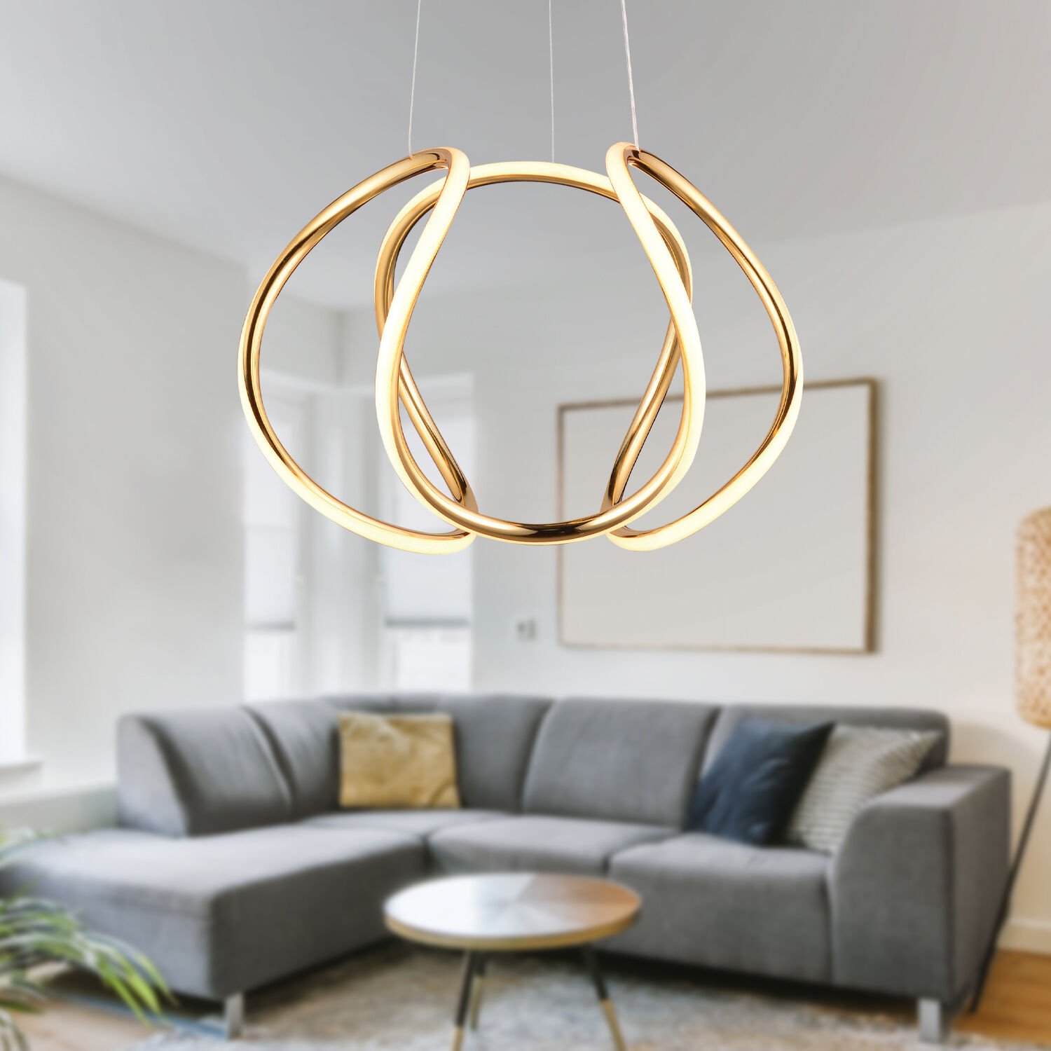 Pietra Gold Sarkıt 56 Watt Sarkıt 3 Renkli Ledli Modern Mutfak Banyo Led Salon Sarkıt Avize