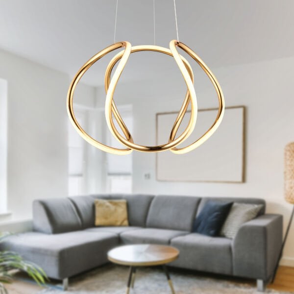 Pietra Gold Sarkıt 56 Watt Sarkıt 3 Renkli Ledli Modern Mutfak Banyo Led Salon Sarkıt Avize