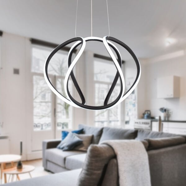 Pietra Siyah Sarkıt 56 Watt Sarkıt 3 Renkli Ledli Modern Mutfak Banyo Led Salon Sarkıt Avize