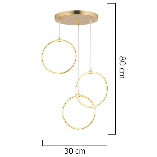 Ruscello 3lü Gold Sarkıt 102 Watt Sarkıt Ledli Modern Mutfak Banyo Led Salon Sarkıt Avize