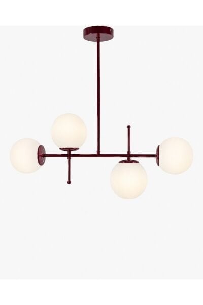 Jose 4lü Bordo Renkli Modern Salon Avize