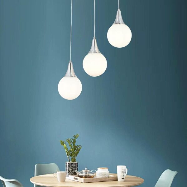 Damla 3 Lü Krom Rengi Sıralı Modern Genç Odası Mutfak Salon Sarkıt Avize