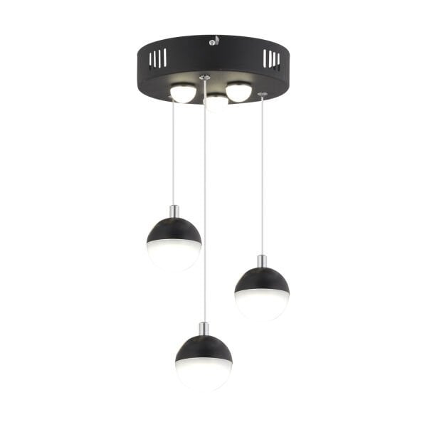 Ekin 3'lü Yuvarlak 30 Watt Siyah Ledli Kelebek Detaylı Modern Koridor, Yatak Odası Salon Sarkıt Led Avize