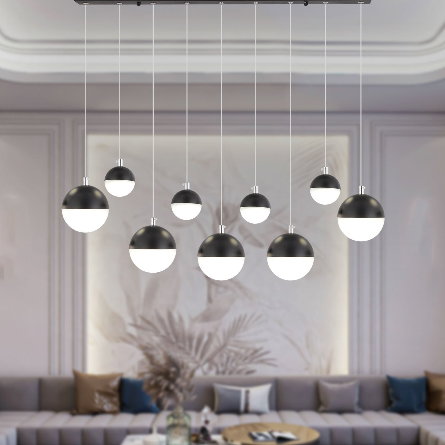 Ekin 5'li Sıralı 60 Watt Siyah Ledli Kelebek Detaylı Modern Koridor, Yatak Odası Salon Sarkıt Led Avize