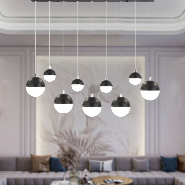 Ekin 5'li Sıralı 60 Watt Siyah Ledli Kelebek Detaylı Modern Koridor, Yatak Odası Salon Sarkıt Led Avize