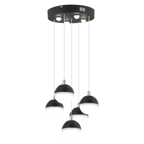 Ekin 5'li Yuvarlak 47 Watt Siyah Ledli Kelebek Detaylı Modern Koridor, Yatak Odası Salon Sarkıt Led Avize