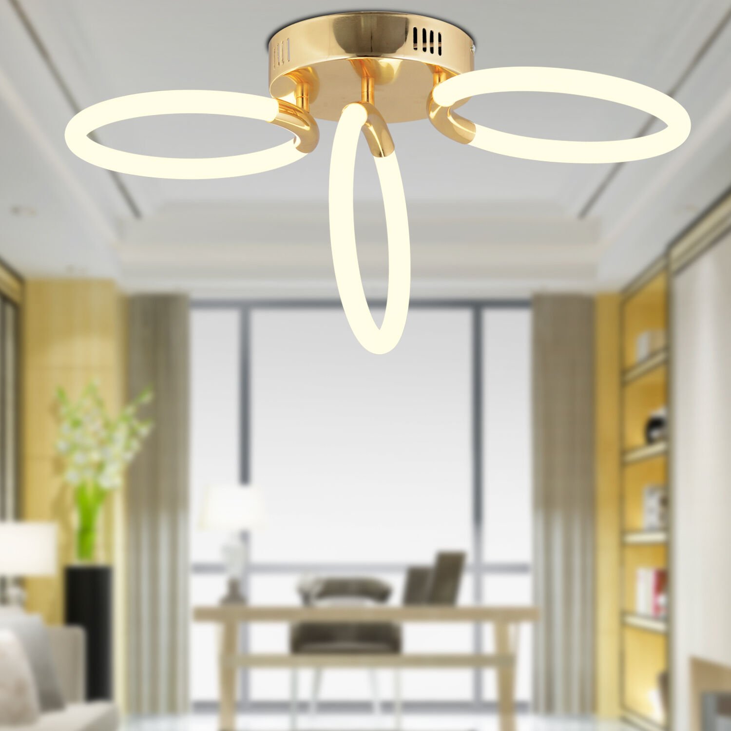 Honos 3'lü Gold 39 Watt Ledli Modern Koridor, Yatak Odası Salon Plafonyer Led Avize