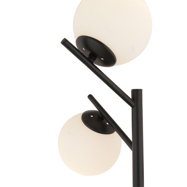 Renji 3Lü Siyah Boyalı Beyaz Camlı Modern Tasarım Metal Lambader