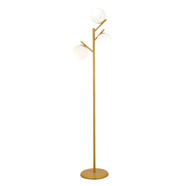Renji 3Lü Gold Boyalı Beyaz Camlı Modern Tasarım Metal Lambader
