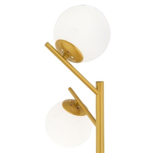 Renji 3Lü Gold Boyalı Beyaz Camlı Modern Tasarım Metal Lambader