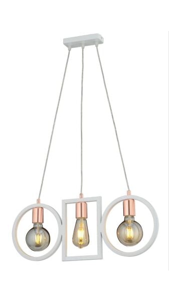 Ürgüp 3'Lü Sıralı Beyaz Modern Genç Odası Mutfak Salon Sarkıt Avize