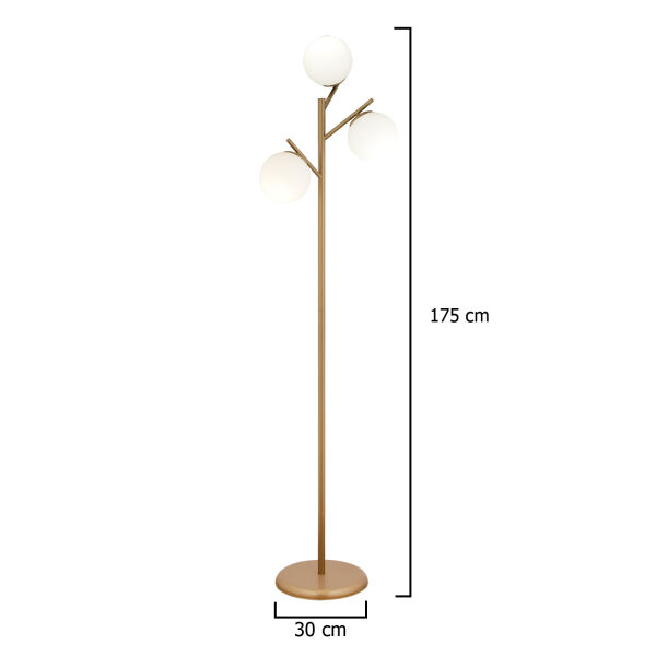 Renji 3Lü Eskitme Boyalı Beyaz Camlı Modern Tasarım Metal Lambader