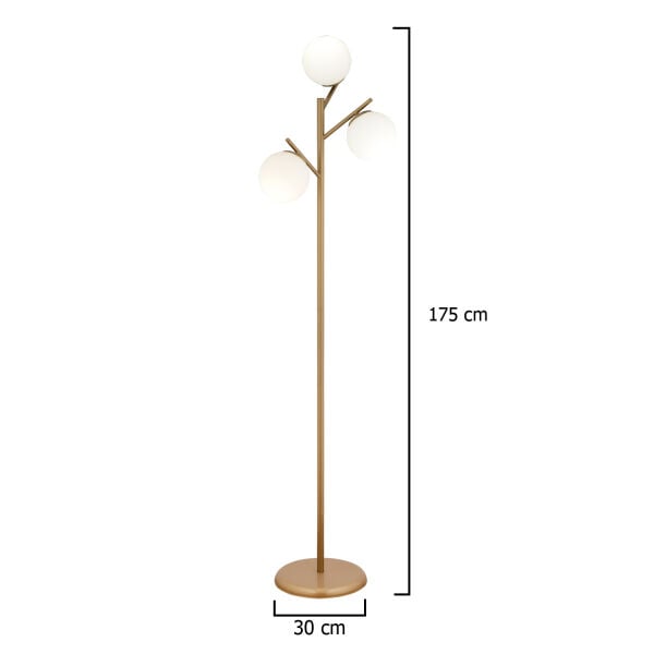 Renji 3Lü Eskitme Boyalı Beyaz Camlı Modern Tasarım Metal Lambader