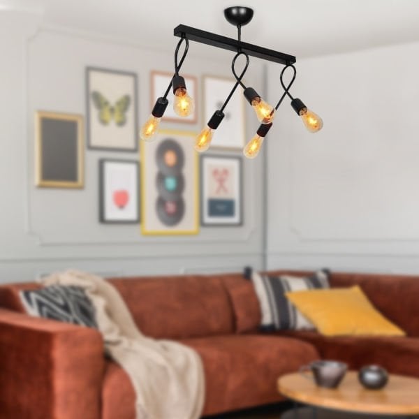 Mira 6Lı Siyah Modern Genç Odası Mutfak Retro Salon Avize