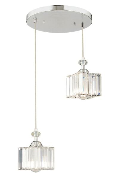 Kuğu 2 Li Sarkıt Krom  Kristalli, Taşlı Modern Tasarım Kristal Salon Sarkıt Avize
