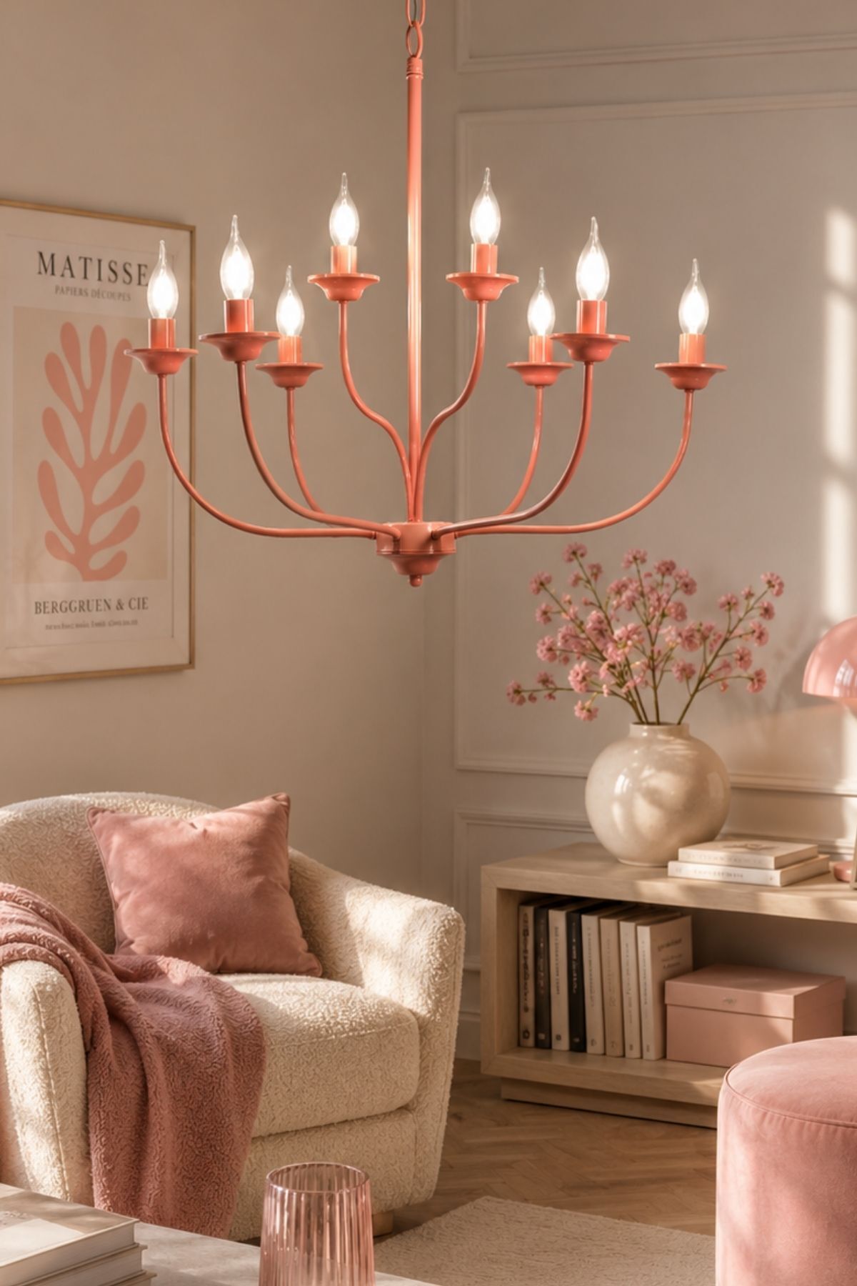 Junny 8li Pembe Renkli Çocuk Odası, Salon Avize