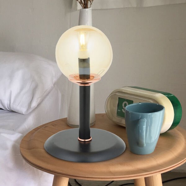 Erna siyah bal camlı  Modern Çalışma Masası Lambası