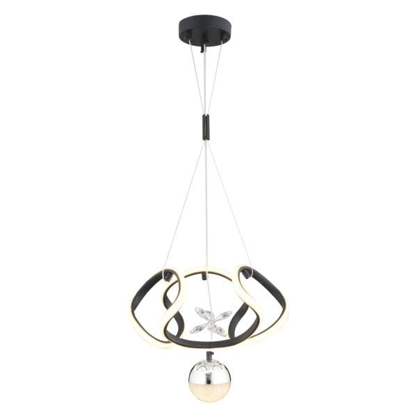 Pelin Tekli Siyah Krom 3 Renkli 39 Watt Ledli Modern Oturma Odası, Koridor, Salon Led Avize
