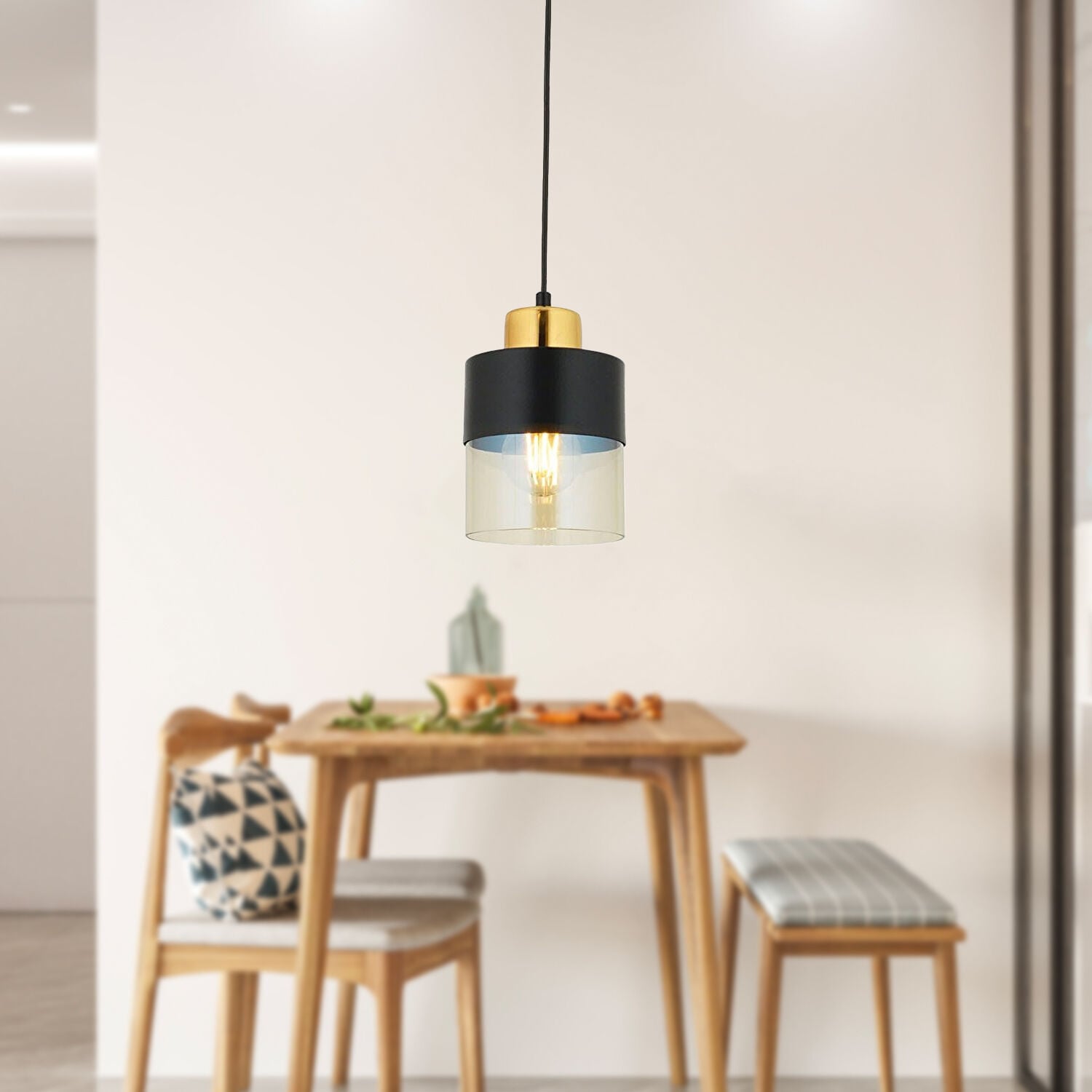 Boris Tekli Siyah Gold Modern Retro Sarkıt Mutfak Salon Sarkıt Avize