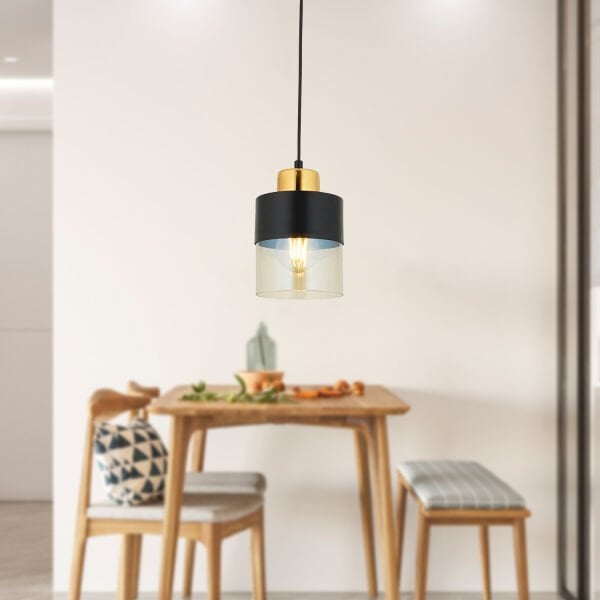 Boris Tekli Siyah Gold Modern Retro Sarkıt Mutfak Salon Sarkıt Avize