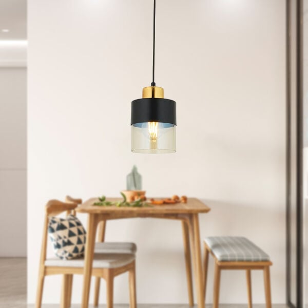 Boris Tekli Siyah Gold Modern Retro Sarkıt Mutfak Salon Sarkıt Avize