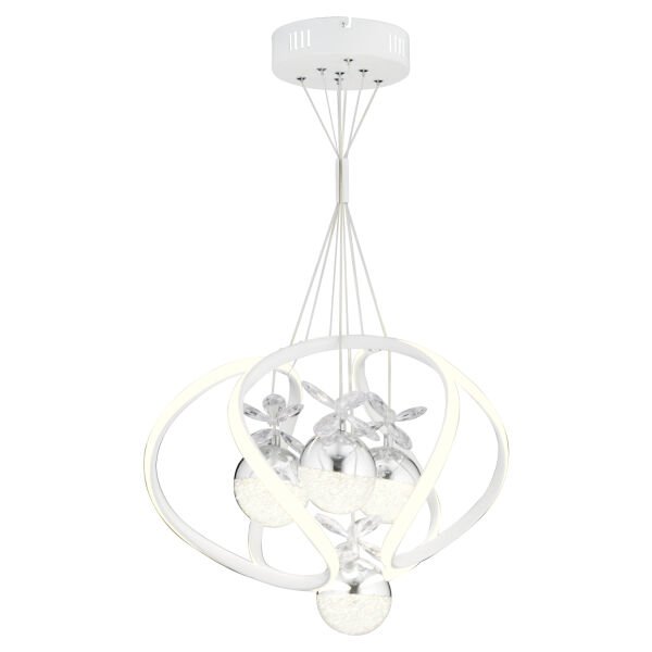 Balca 4'lü Beyaz Krom 3 Renkli 84 Watt Ledli Kelebek Led Avize Top Avize Modern Oturma Odası, Koridor, Salon Led Avize