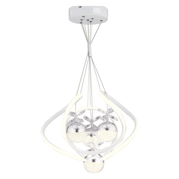 Balca 4'lü Beyaz Krom 3 Renkli 84 Watt Ledli Kelebek Led Avize Top Avize Modern Oturma Odası, Koridor, Salon Led Avize