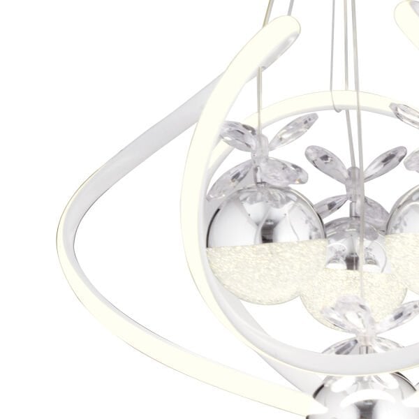 Balca 4'lü Beyaz Krom 3 Renkli 84 Watt Ledli Kelebek Led Avize Top Avize Modern Oturma Odası, Koridor, Salon Led Avize