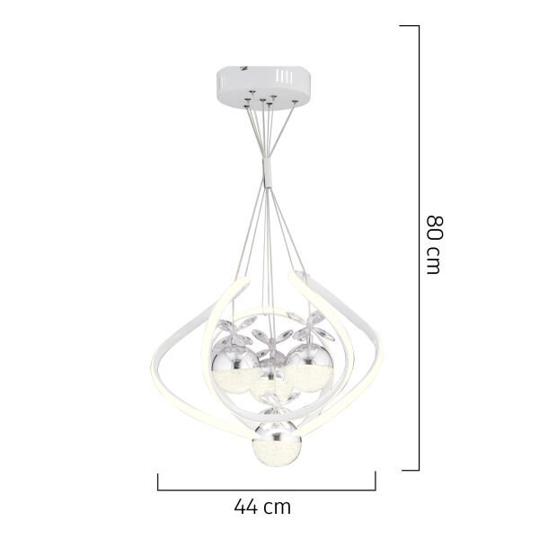 Balca 4'lü Beyaz Krom 3 Renkli 84 Watt Ledli Kelebek Led Avize Top Avize Modern Oturma Odası, Koridor, Salon Led Avize
