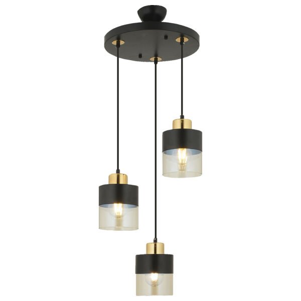 Boris 3Lü Yuvarlak Siyah Gold  Sarkıt Modern Genç Odası Mutfak Retro Salon Avize