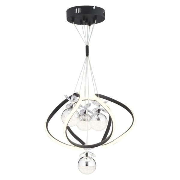 Balca 4'lü Siyah Krom 3 Renkli 84 Watt Ledli Kelebek Led Avize Top Avize Modern Oturma Odası, Koridor, Salon Led Avize